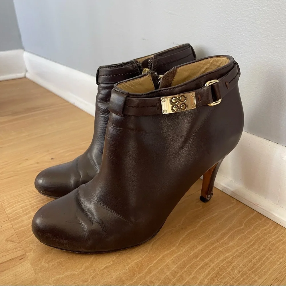 Coach Brown Biancca Bootie Soft Calf Leather Round Toe Boot Stiletto Shoe